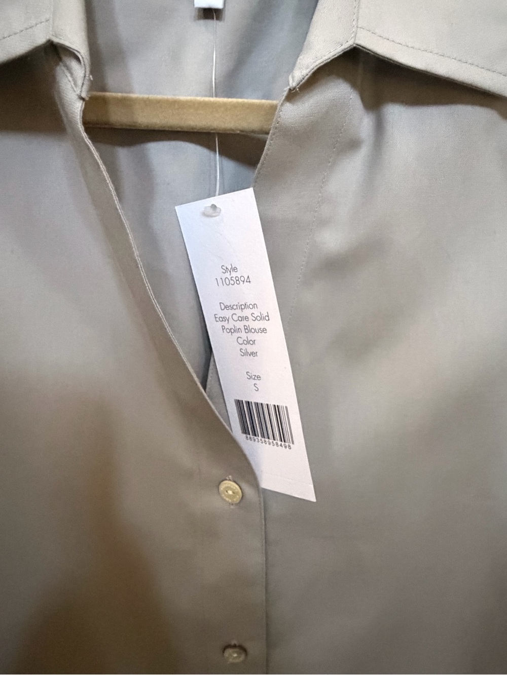 Foxcroft Light Gray Button-Up Blouse - Picture 3 of 7